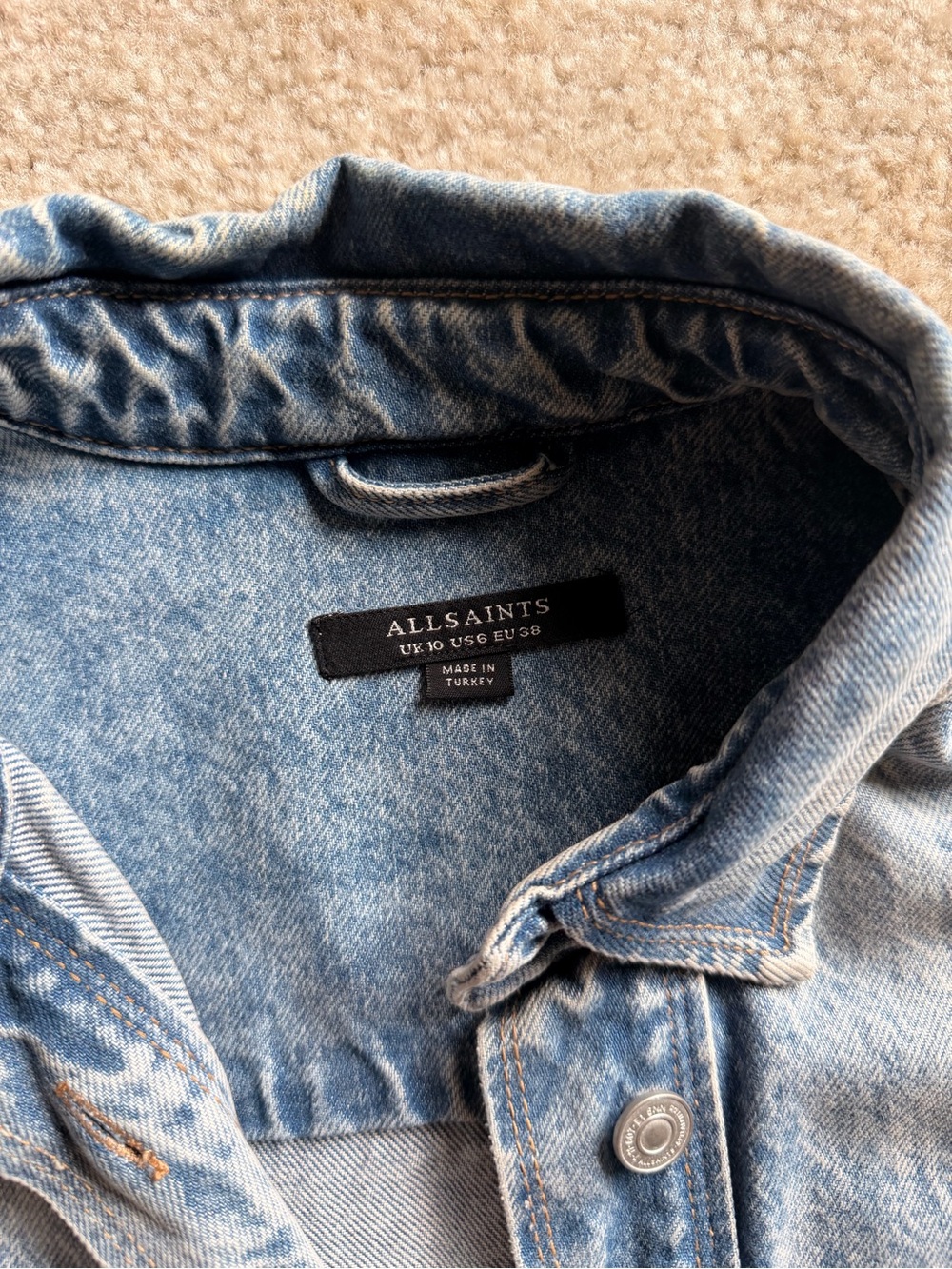 AllSaints Oversized Light Wash Denim Shirt Shacket Size 6